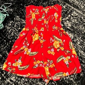 Garage floral strapless romper